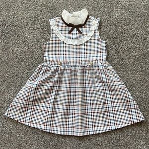 Janie and Jack Plaid Ribbon Collar Ponte Dress 2T NWT
